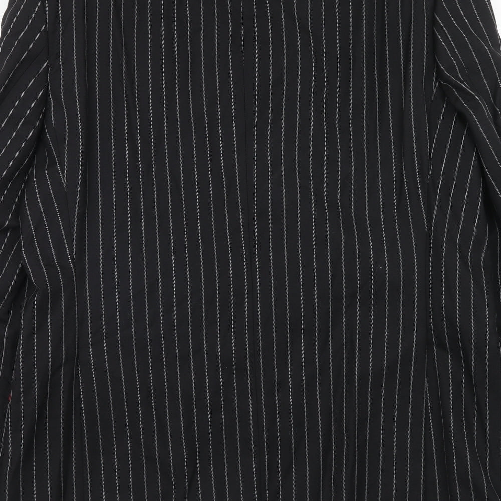 Oaks Mens Black Striped Wool Jacket Suit Jacket Size 42 Regular
