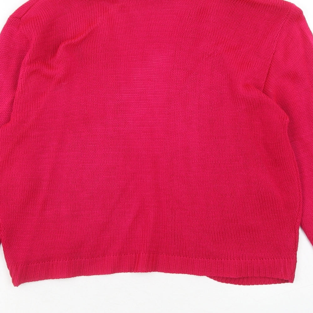 Annabelle Womens Pink V-Neck Acrylic Cardigan Jumper Size M - Size M-L