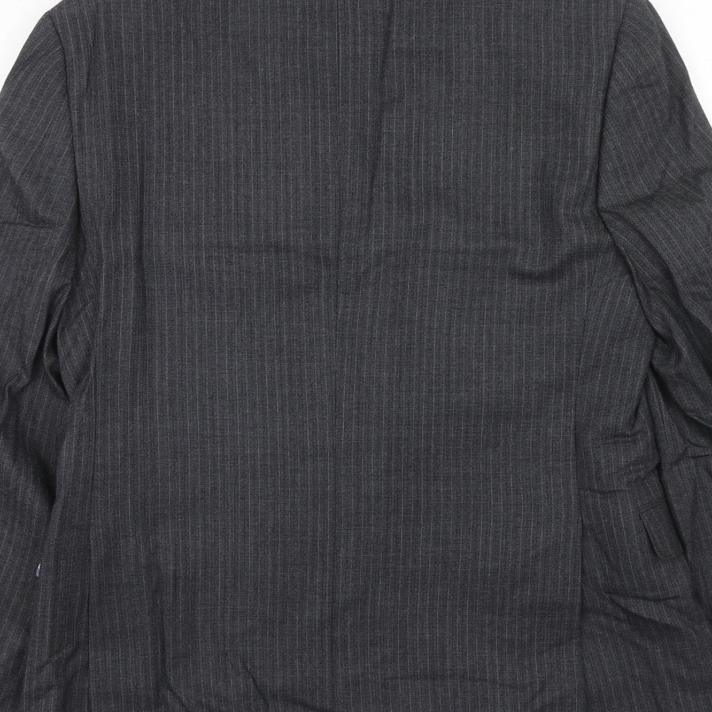 Marks & Spencer Mens Grey Striped Wool Jacket Suit Jacket Size 36 Regular
