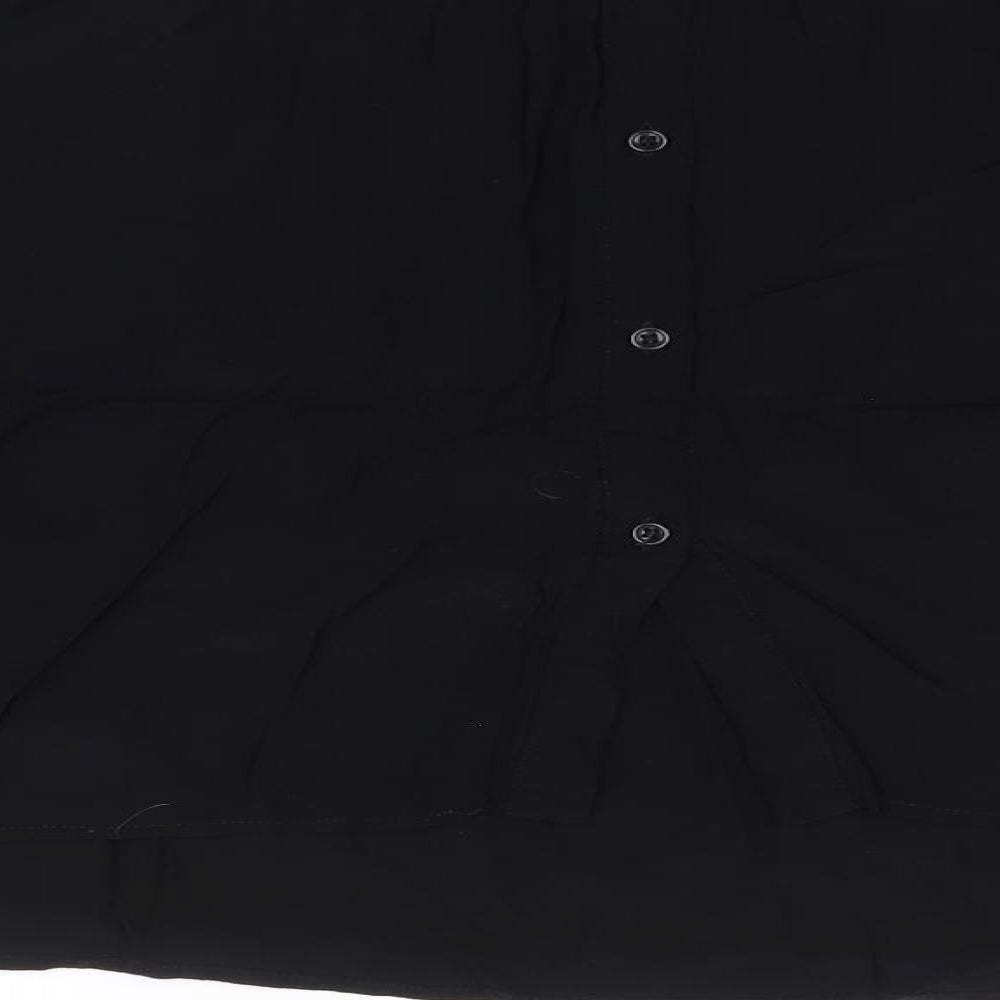 Topshop Womens Black Polyacrylate Fibre Basic Blouse Size 10 Round Neck