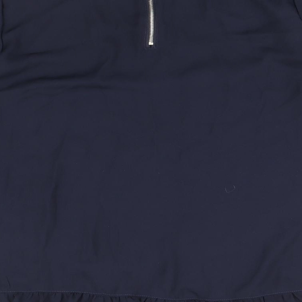 Millenium Womens Blue Polyester Basic Blouse Size M Scoop Neck