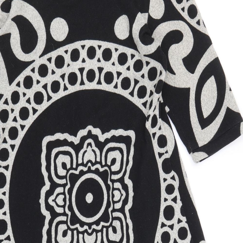 Stella Womens Black Geometric Polyacrylate Fibre Jumper Dress Size S Cowl Neck Pullover
