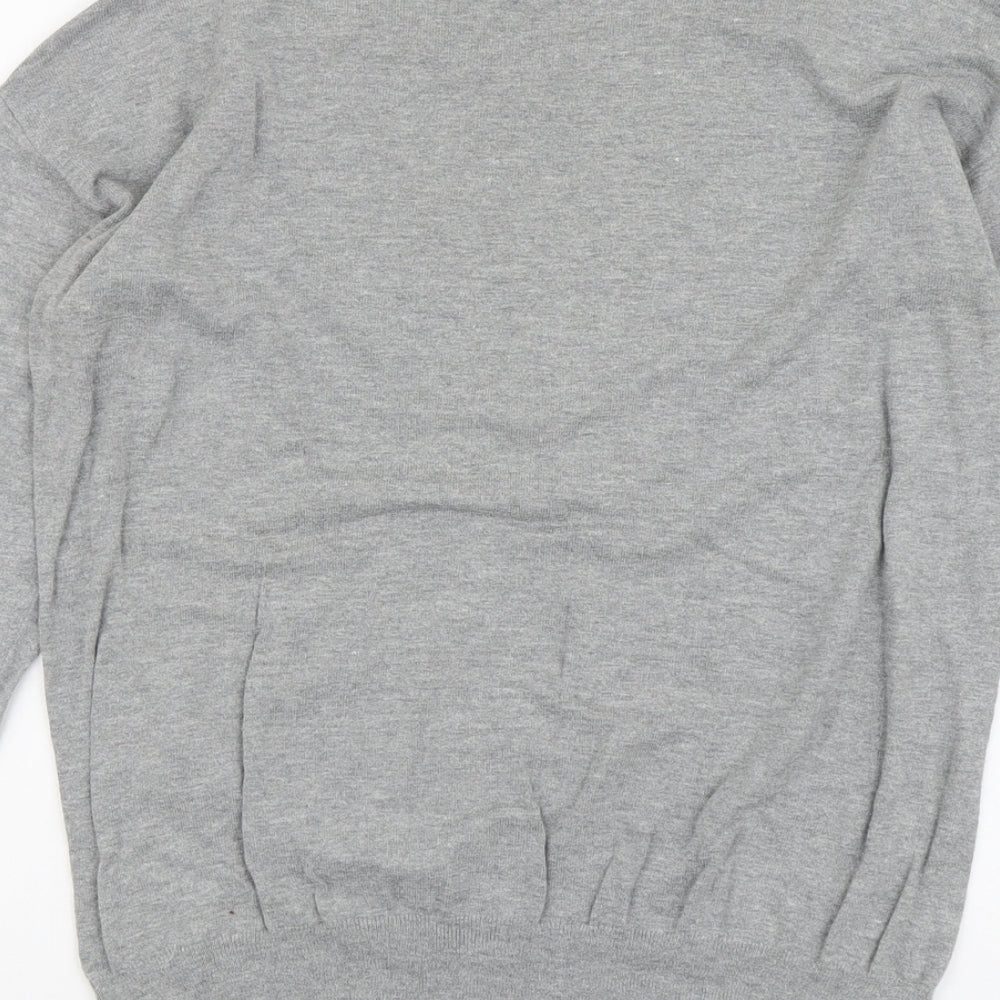 NEXT Womens Grey Round Neck Striped Cotton Pullover Jumper Size 10