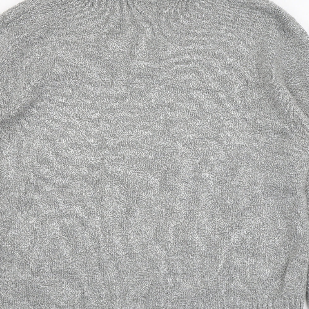 CHIC Womens Grey V-Neck Acrylic Pullover Jumper Size M