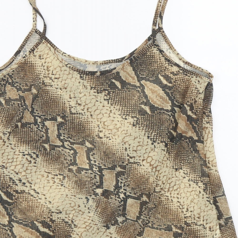 Debenhams Womens Beige Animal Print Polyester Camisole Tank Size 12 Round Neck - Snake Print