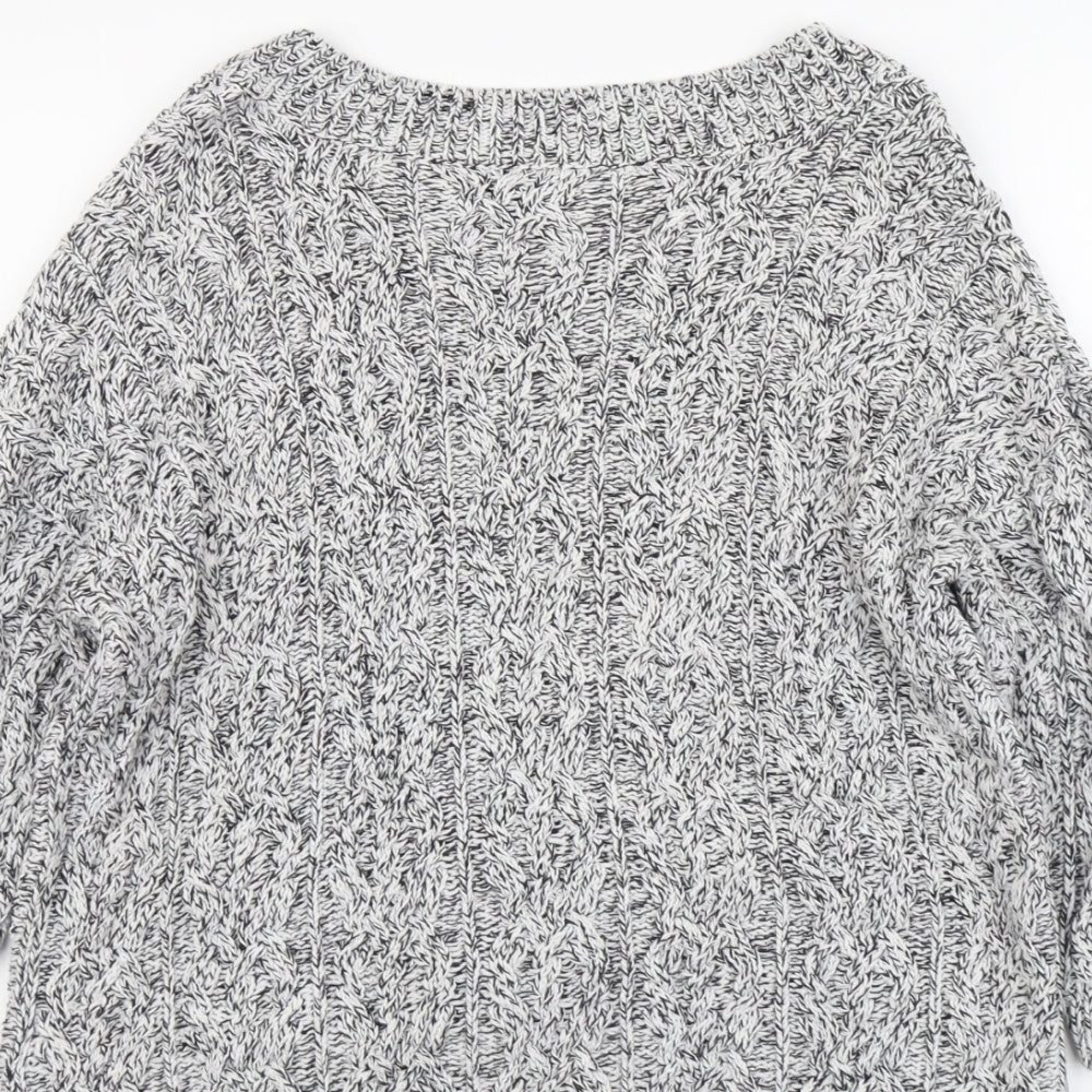 H&M Womens Grey Boat Neck Acrylic Pullover Jumper Size S