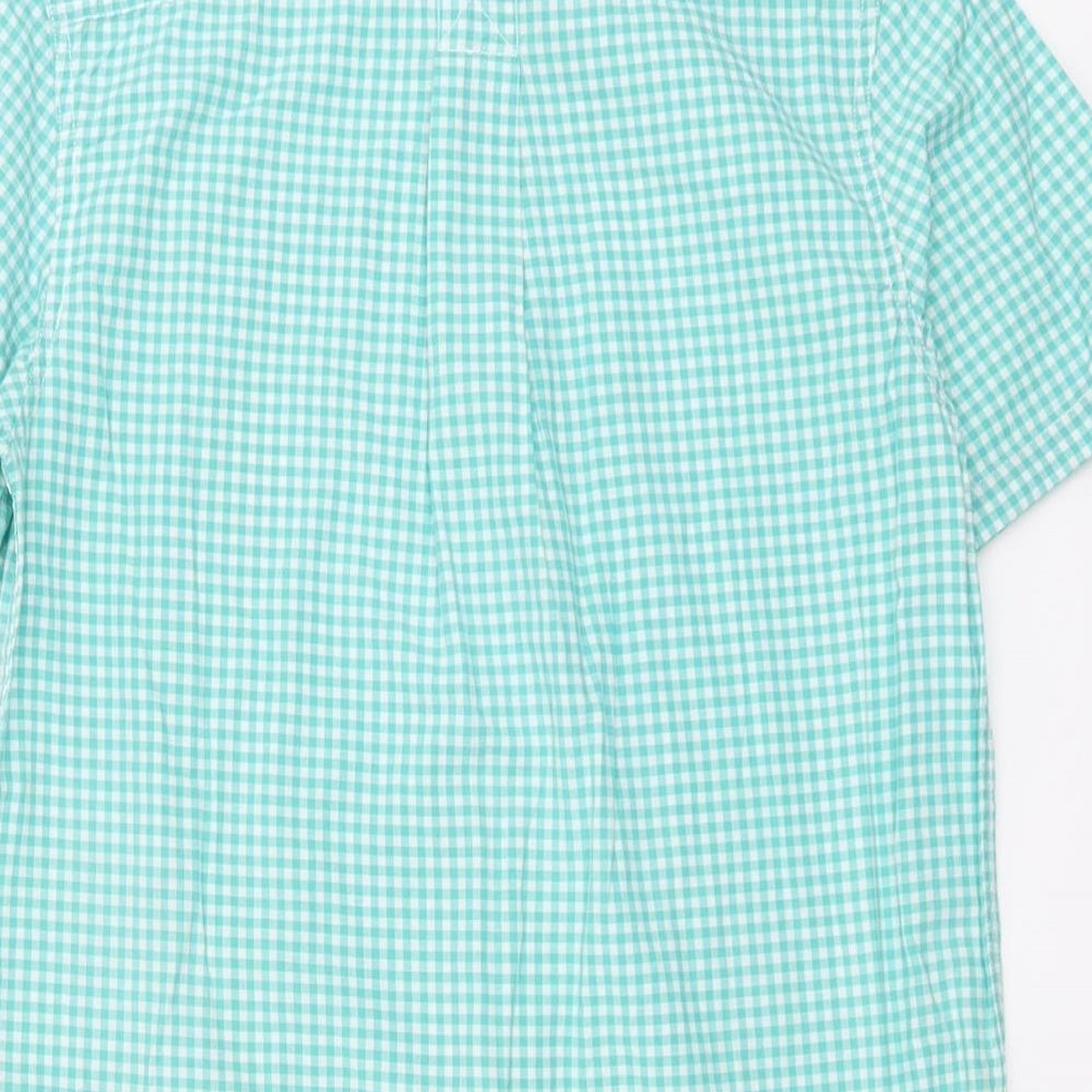 Cherokee Mens Blue Check Cotton Button-Up Size S Collared Button