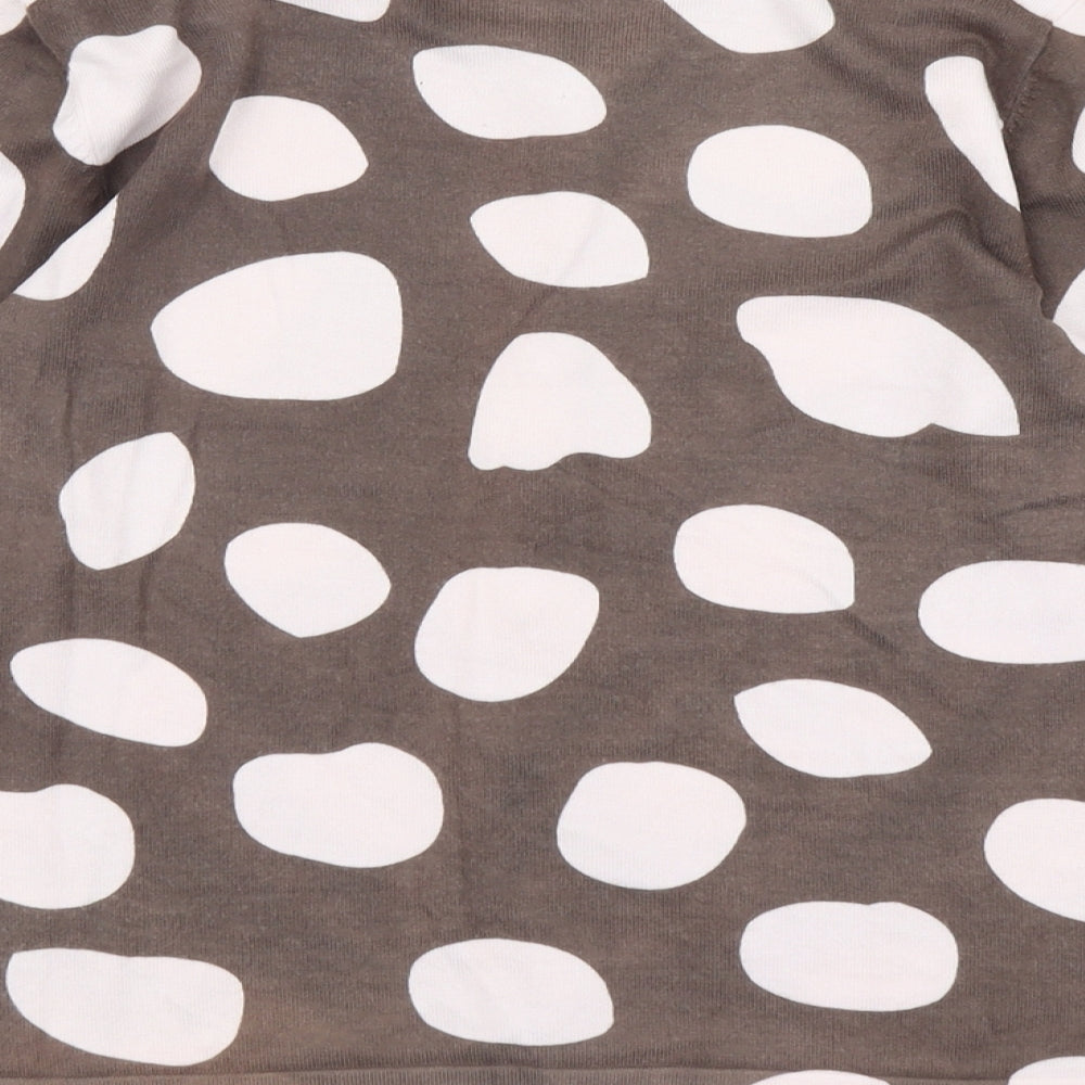 Marble Womens Brown Round Neck Geometric Viscose Cardigan Jumper Size 6