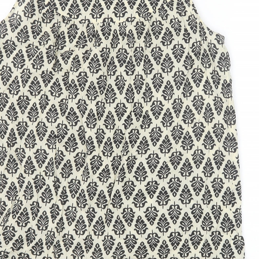 Clements Ribeiro Womens Black Geometric 100% Cotton Basic Tank Size 10 Scoop Neck