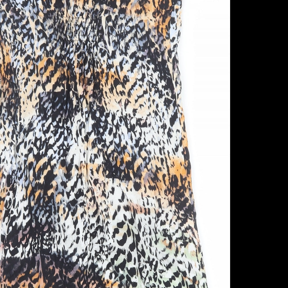 Mint Velvet Womens Multicoloured Geometric Viscose A-Line Size 8 V-Neck Zip