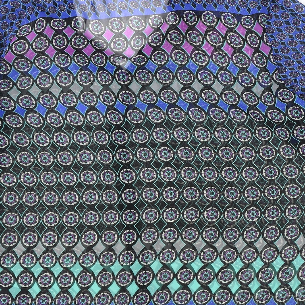 BHS Womens Multicoloured Geometric Polyester Basic Blouse Size 14 V-Neck
