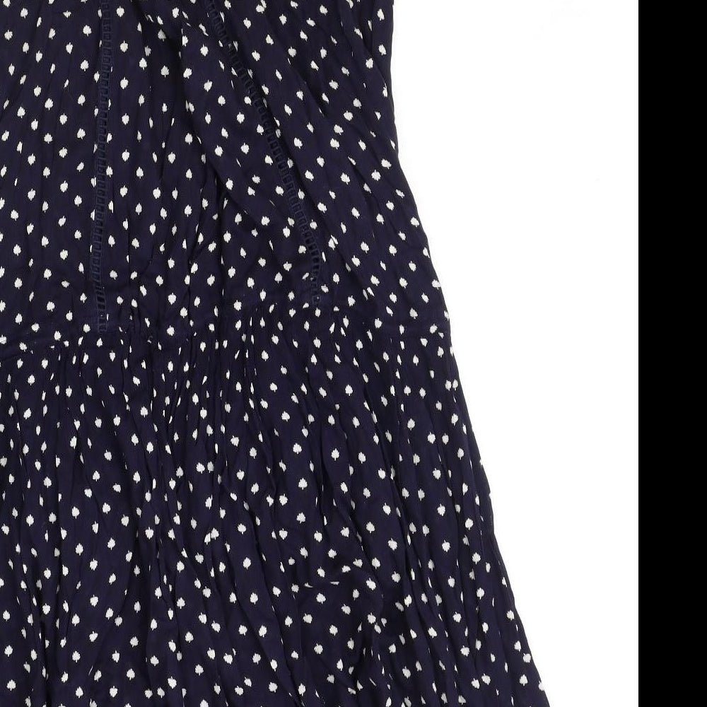 NEXT Womens Blue Polka Dot Viscose A-Line Size 14 Scoop Neck Pullover