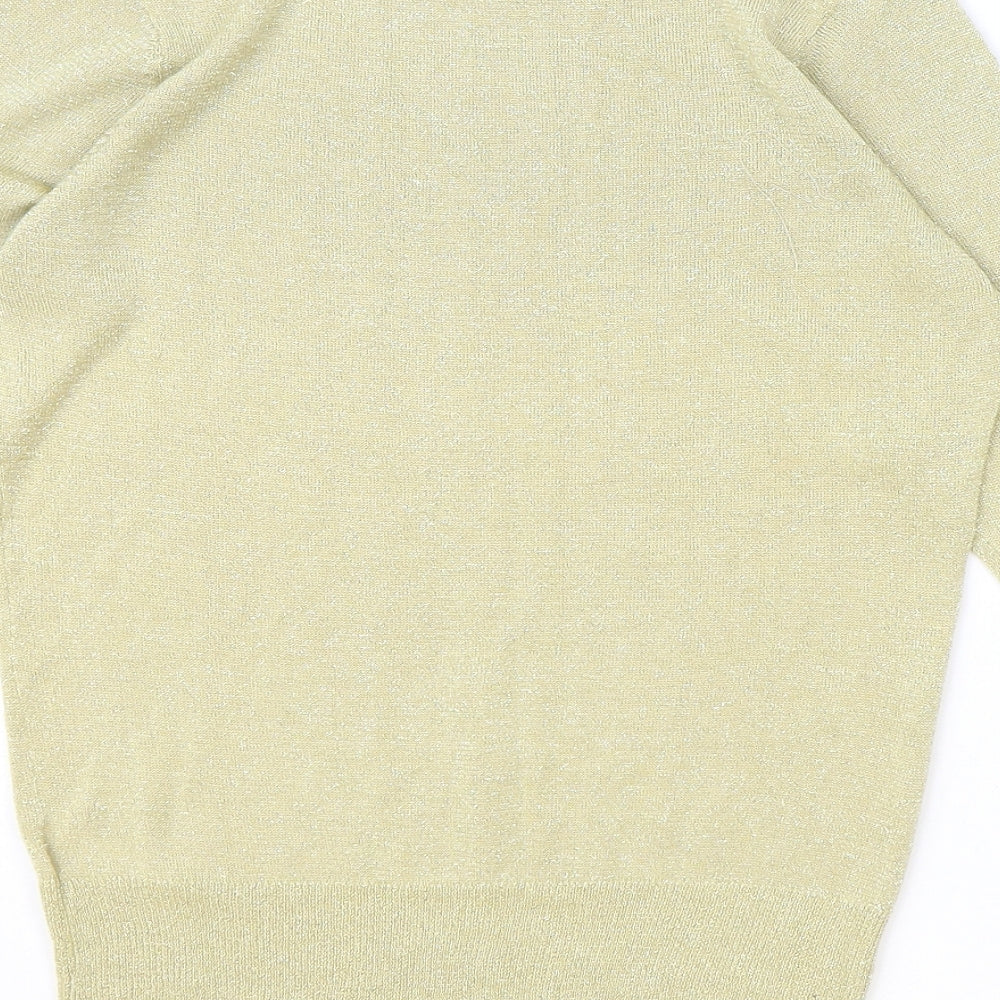 BHS Womens Gold Boat Neck Viscose Pullover Jumper Size 10