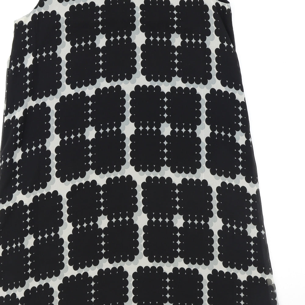Max Studio Womens Black Geometric Polyester Tank Dress Size S Square Neck Pullover