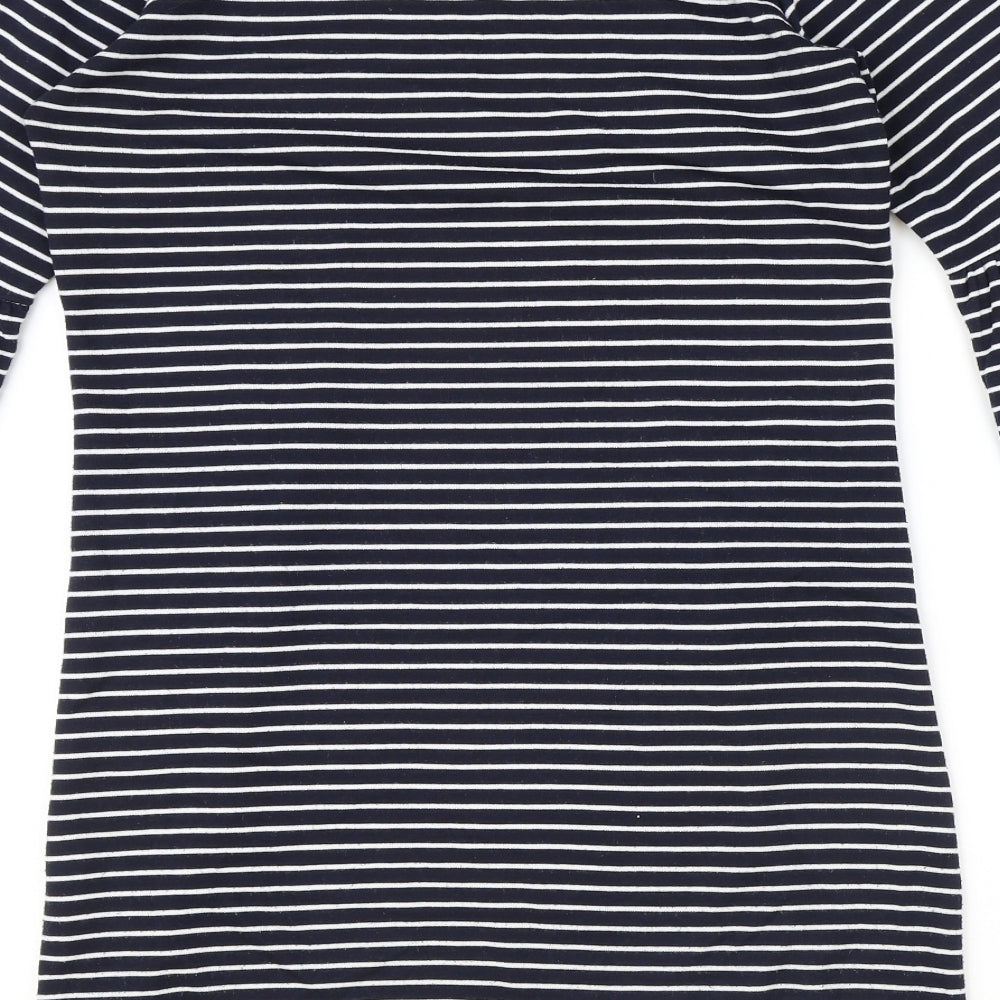 Atmosphere Womens Blue Striped Viscose A-Line Size 12 Round Neck Pullover