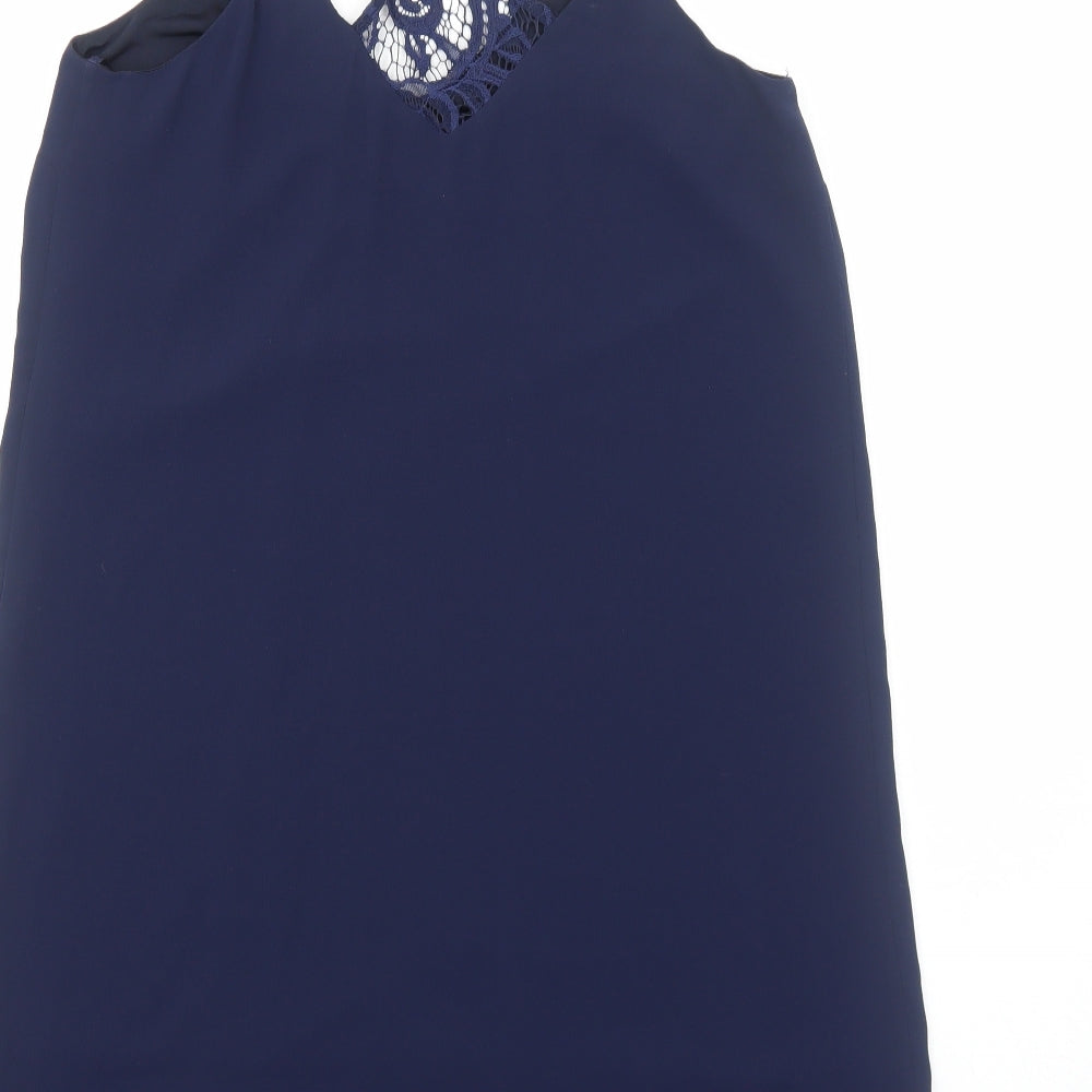 Therapy Womens Blue Polyester Slip Dress Size 10 V-Neck Pullover