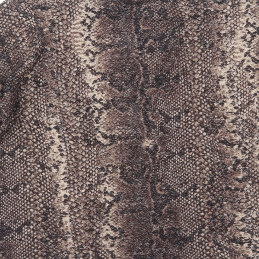 Zara Womens Brown Animal Print Polyester Basic T-Shirt Size S Round Neck - Snake print