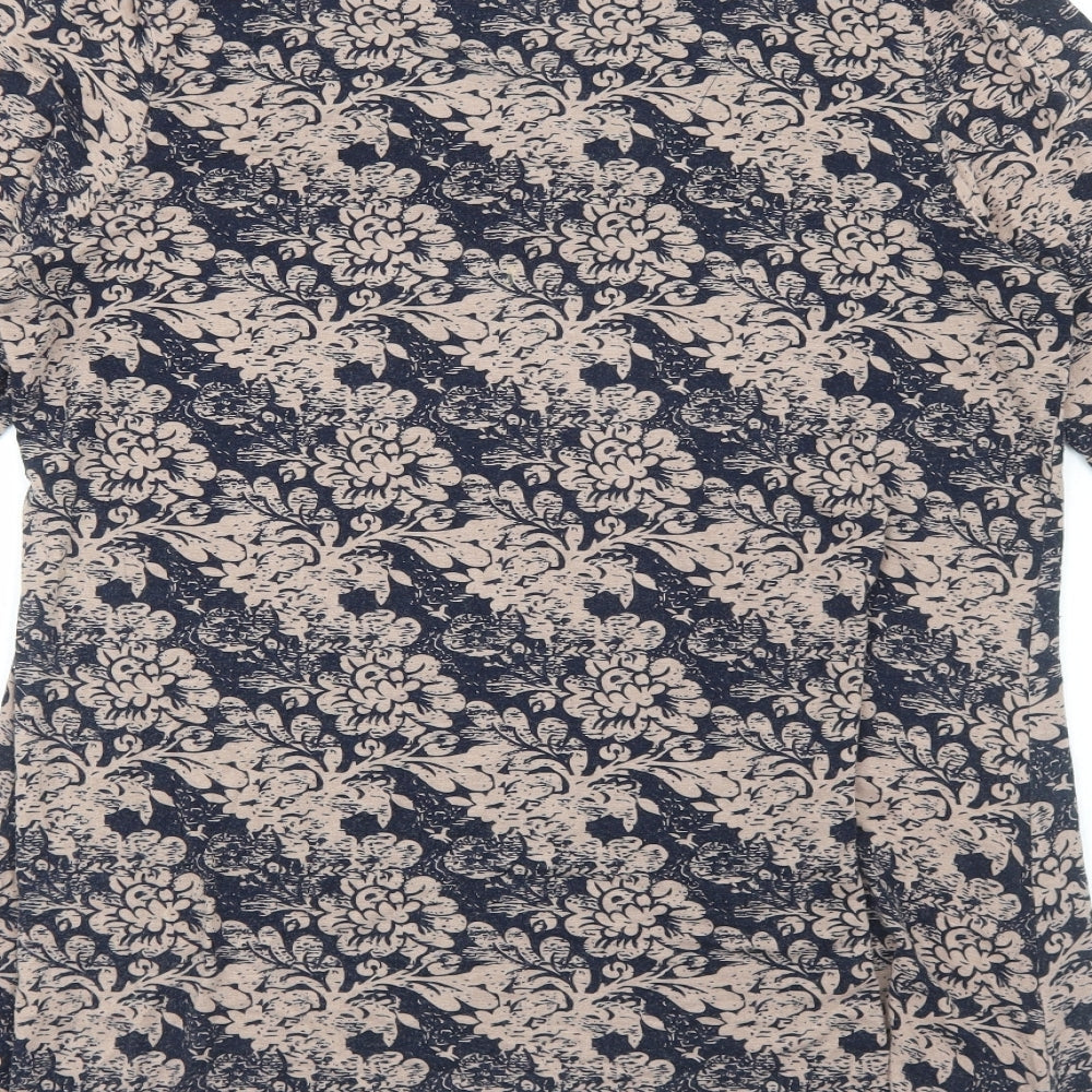 TIGI Womens Blue Floral Viscose Basic T-Shirt Size 10 Square Neck
