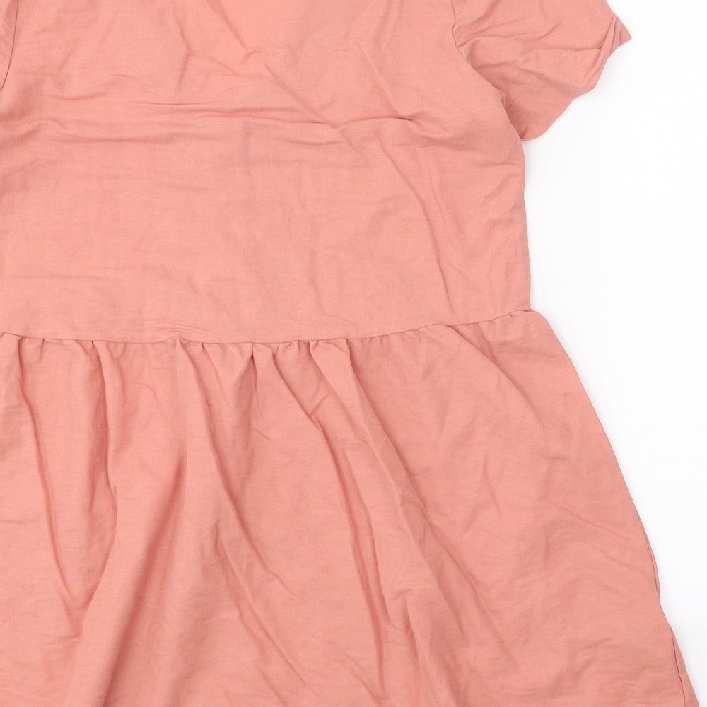 Mango Womens Pink Viscose A-Line Size L V-Neck Button