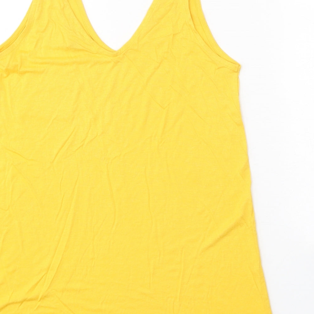 Warehouse Womens Yellow Viscose Basic Tank Size 8 V-Neck