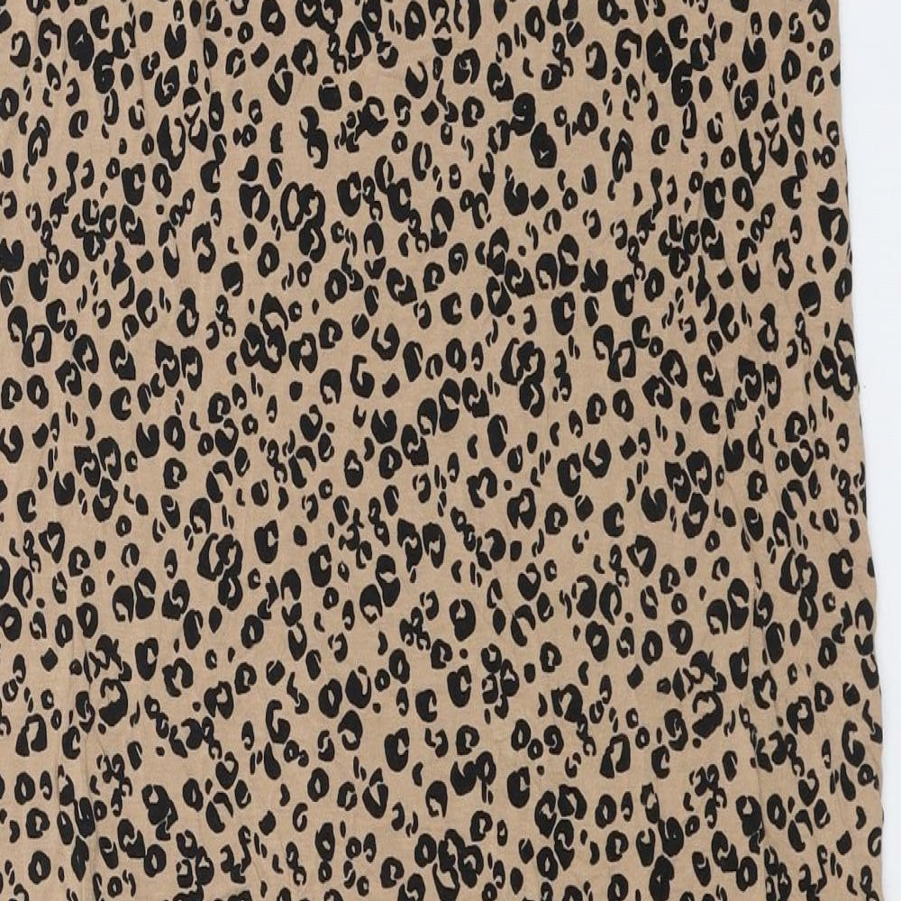 Marks & Spencer Womens Brown Animal Print Viscose Shift Size 10 Round Neck Pullover