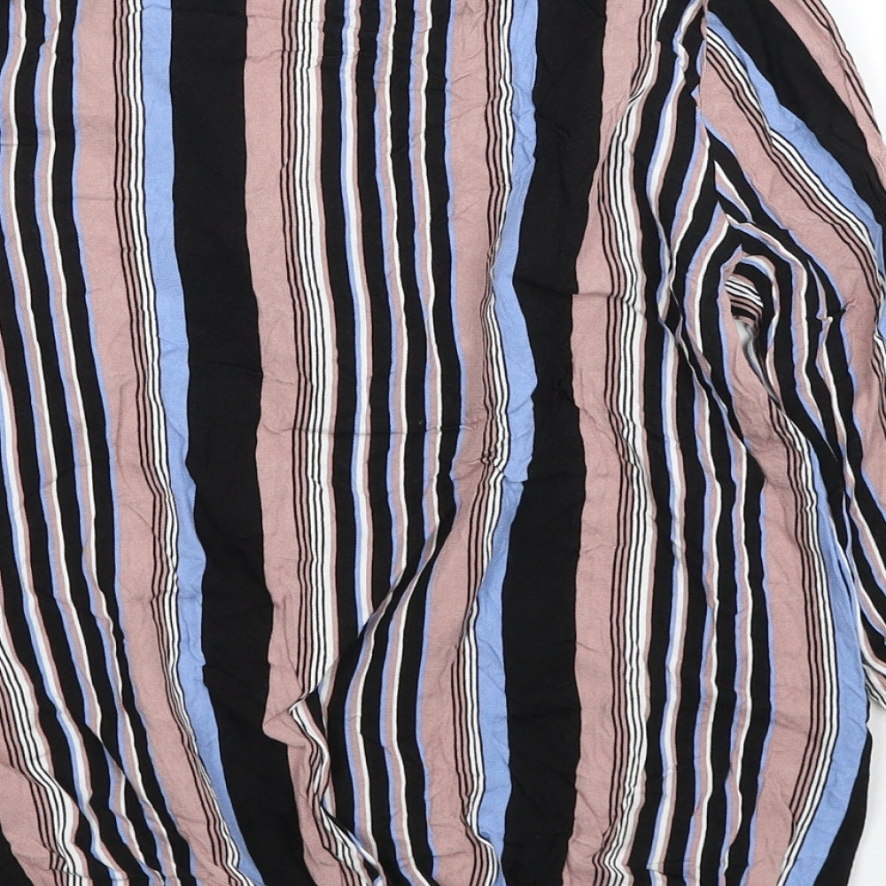 Selected Womens Multicoloured Striped Viscose Basic Blouse Size 10 V-Neck