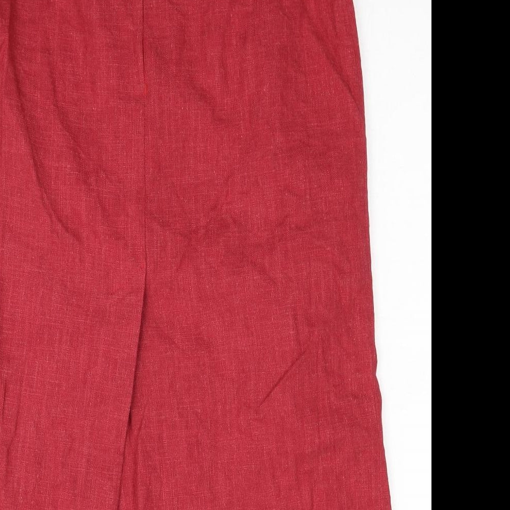 Preworn Womens Red Polyester A-Line Skirt Size 28 in Zip