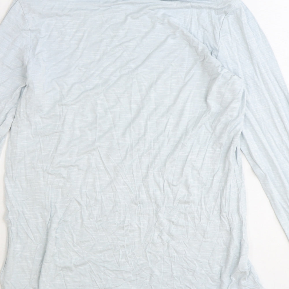 Marble Womens Blue Polyester Basic Blouse Size 10 Roll Neck