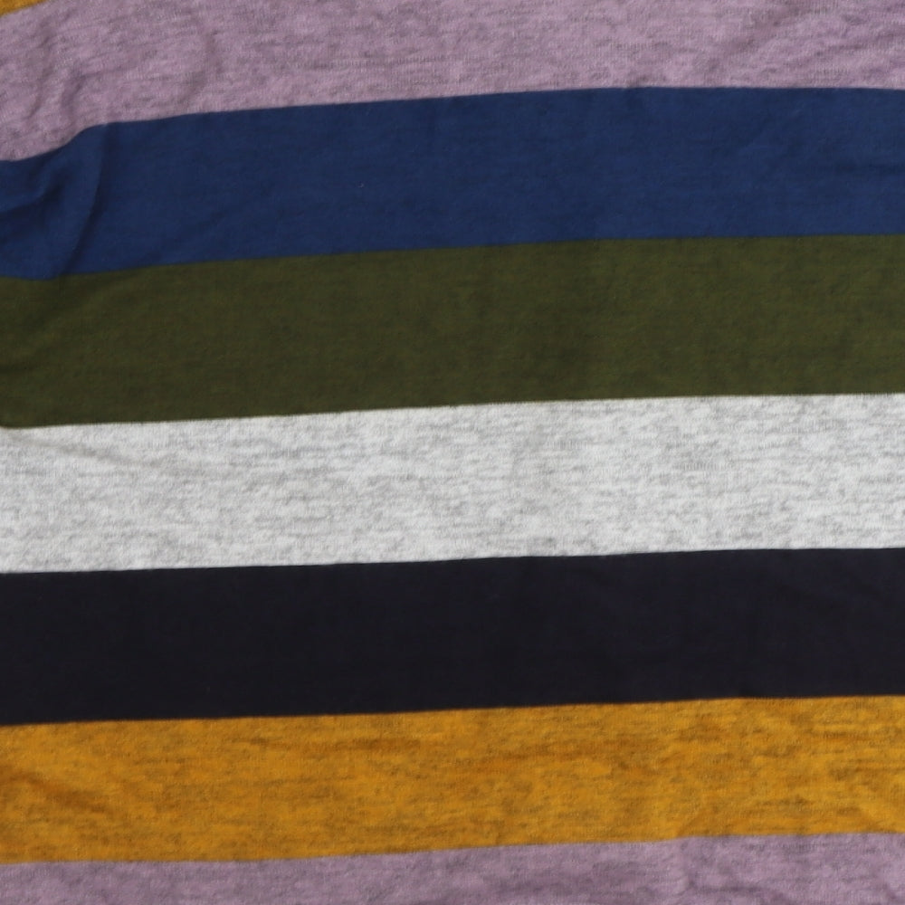 Jaqueline de Yong Womens Multicoloured V-Neck Striped Polyester Pullover Jumper Size M