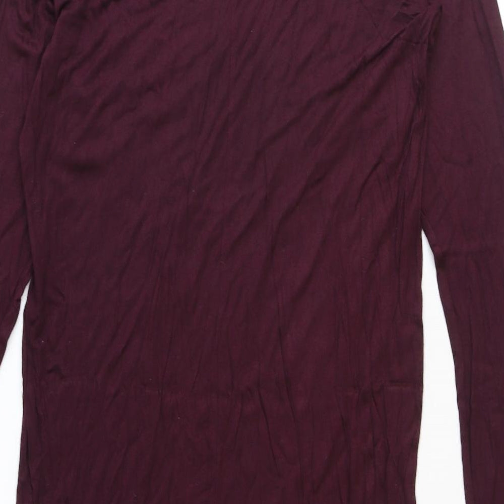 H&M Womens Red Polyester T-Shirt Dress Size L Round Neck Pullover