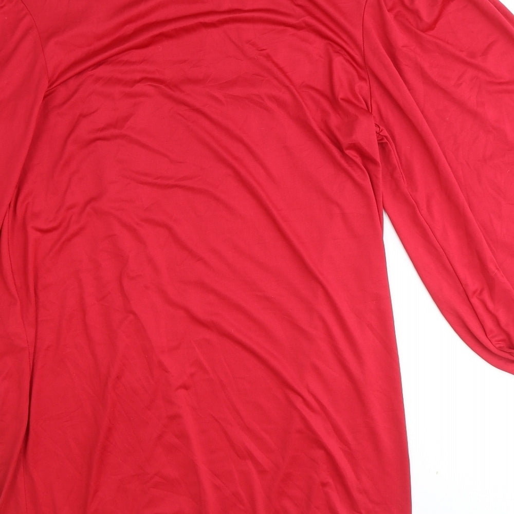 Zara Womens Red Polyester Shift Size 18 Round Neck Pullover