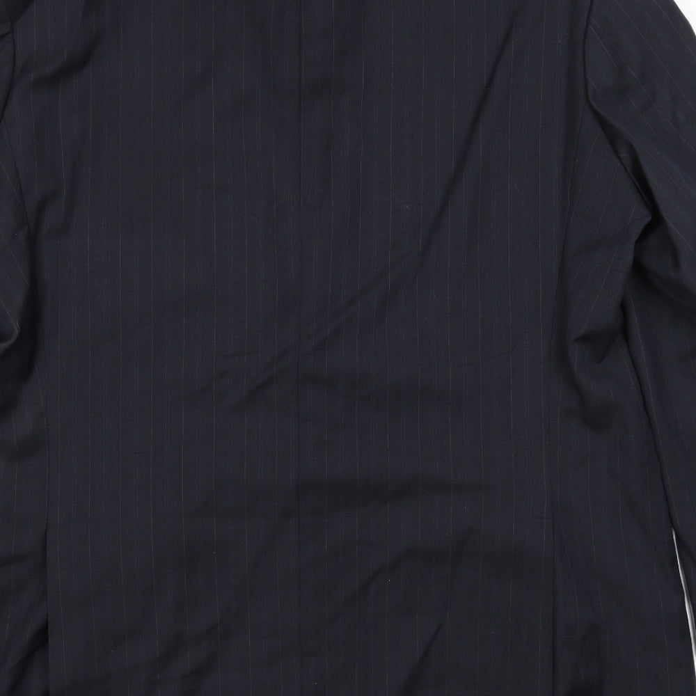 Marks & Spencer Mens Blue Striped Polyester Jacket Suit Jacket Size 46 Regular