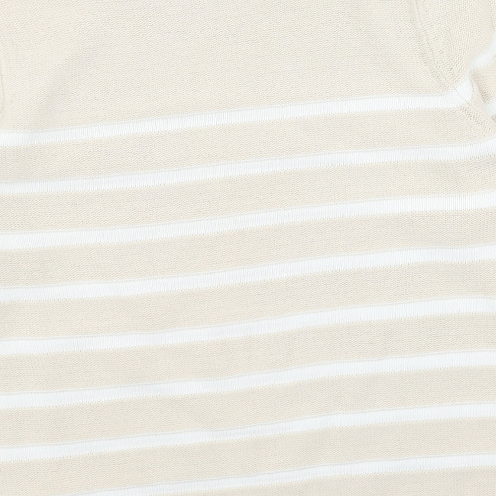 BHS Womens Beige Boat Neck Striped Acrylic Pullover Jumper Size S