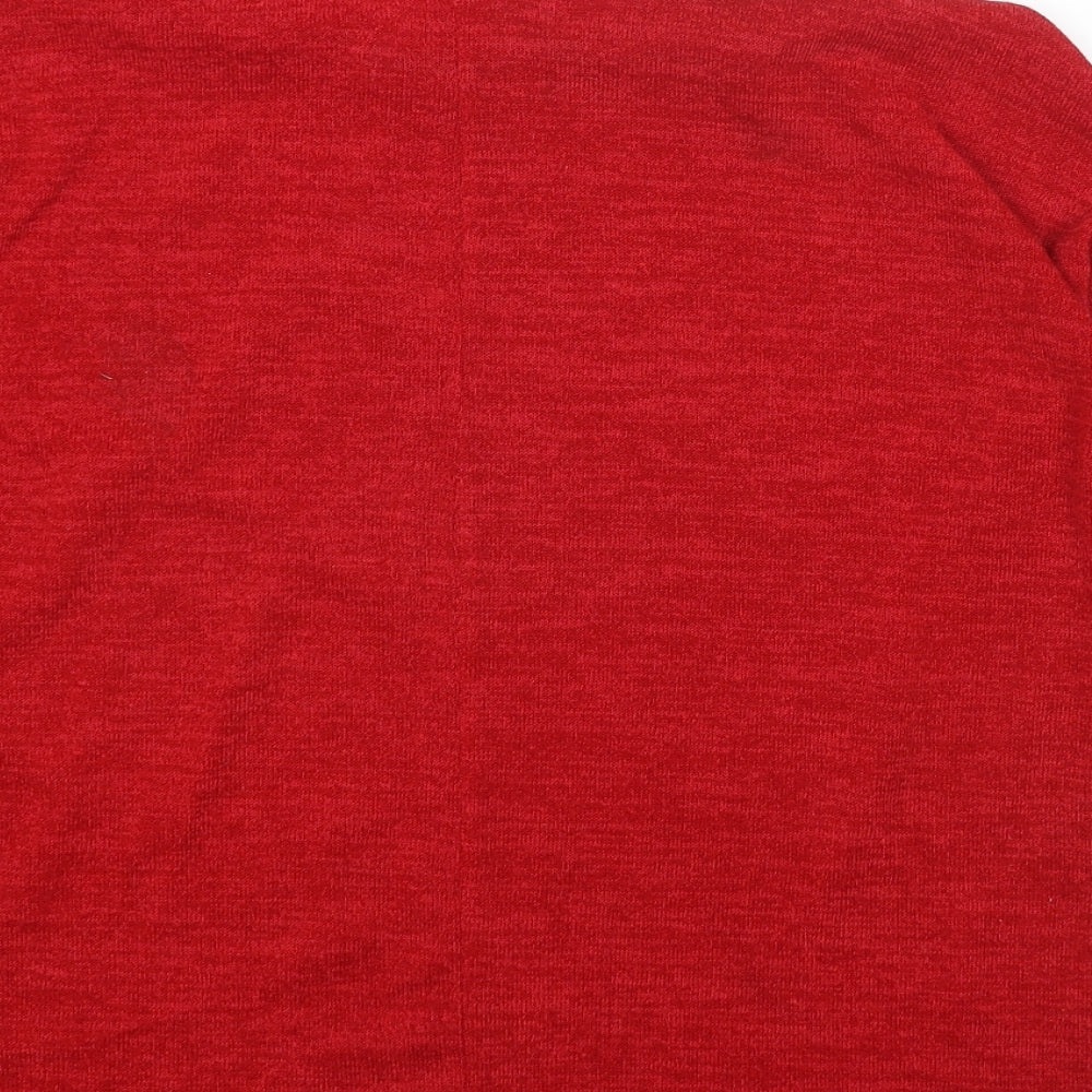 M&W Womens Red Round Neck Acrylic Pullover Jumper Size S