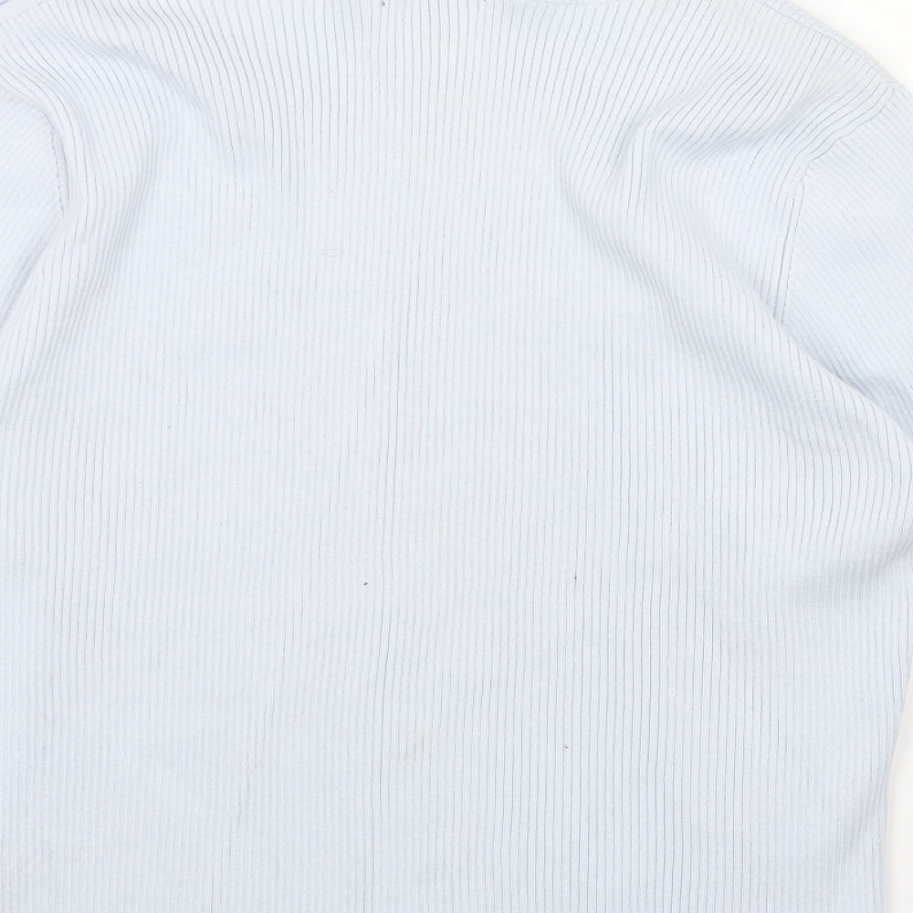 Debbie Morgan Womens Blue Round Neck Acrylic Pullover Jumper Size M