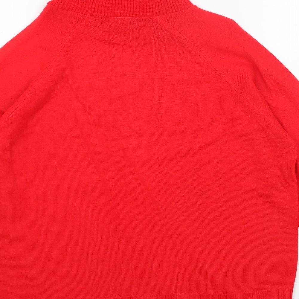 Preworn Womens Red High Neck Acrylic Pullover Jumper Size 16