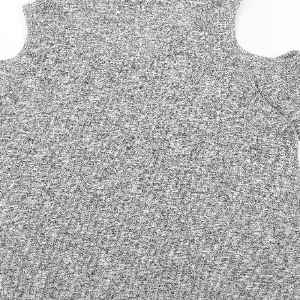New Look Womens Grey Scoop Neck Acrylic Pullover Jumper Size 12 - Cold Shoulder