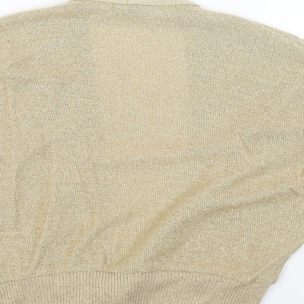 Select Womens Gold V-Neck Acrylic Cardigan Jumper Size M