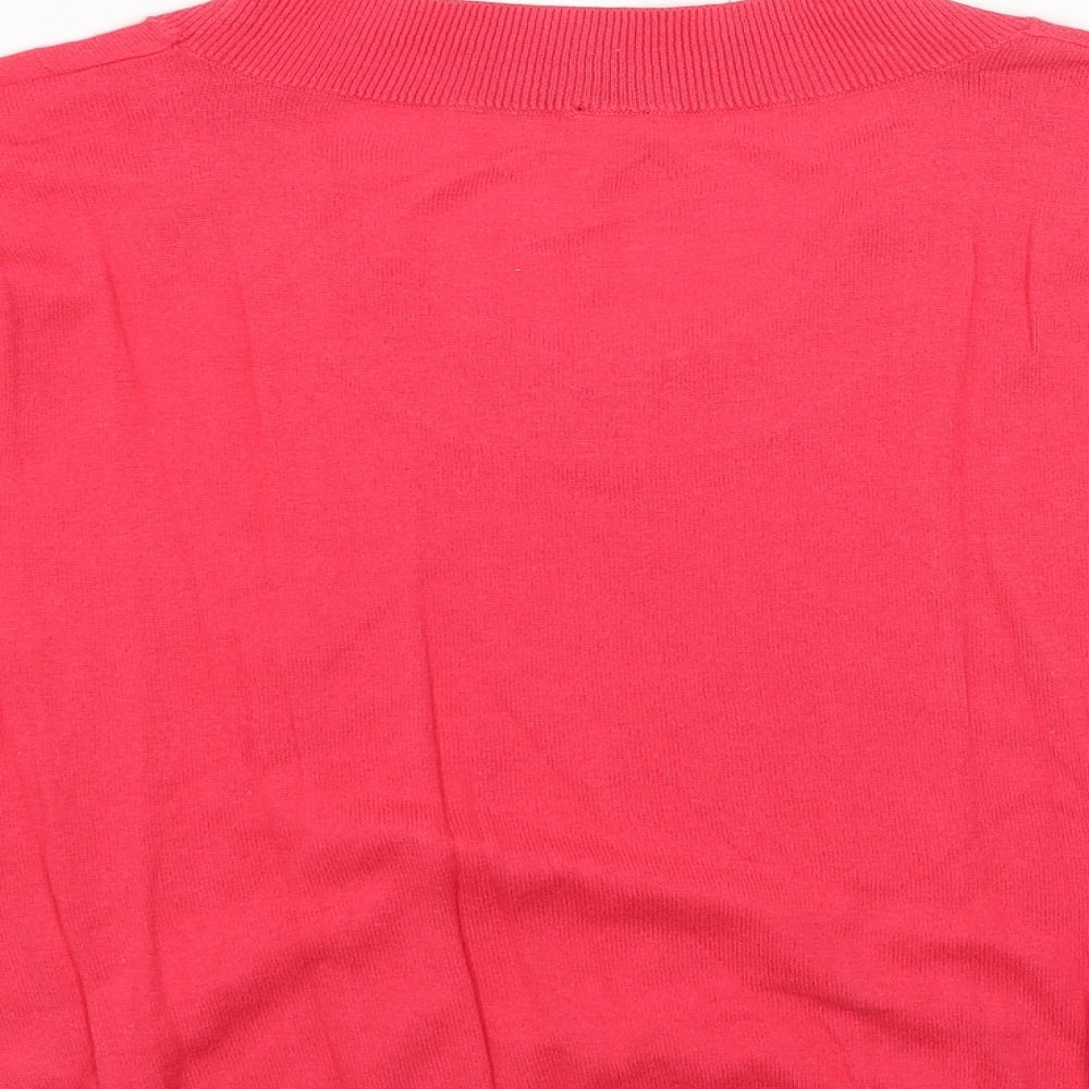 Fashion Union Womens Pink Scoop Neck Acrylic Pullover Jumper Size 16