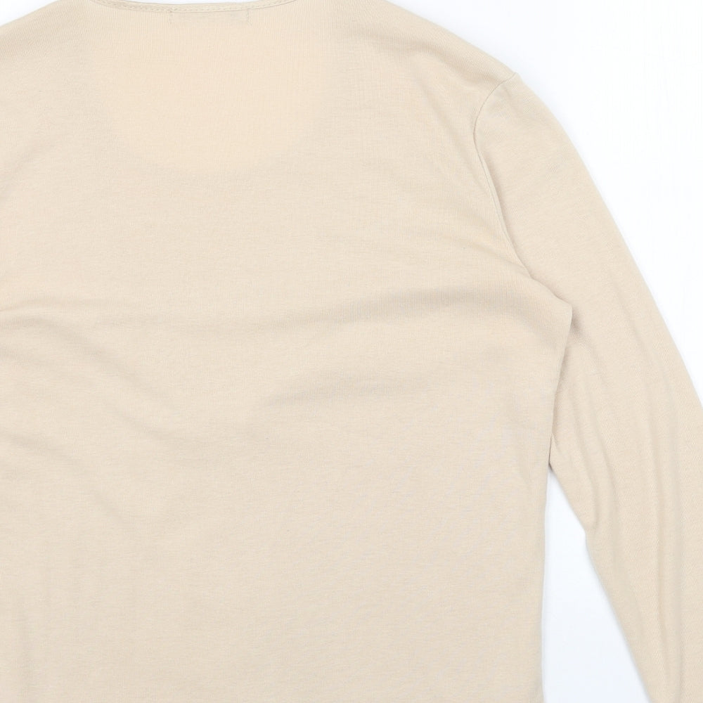 Viz A Viz Womens Beige Cotton Basic Blouse Size 12 V-Neck