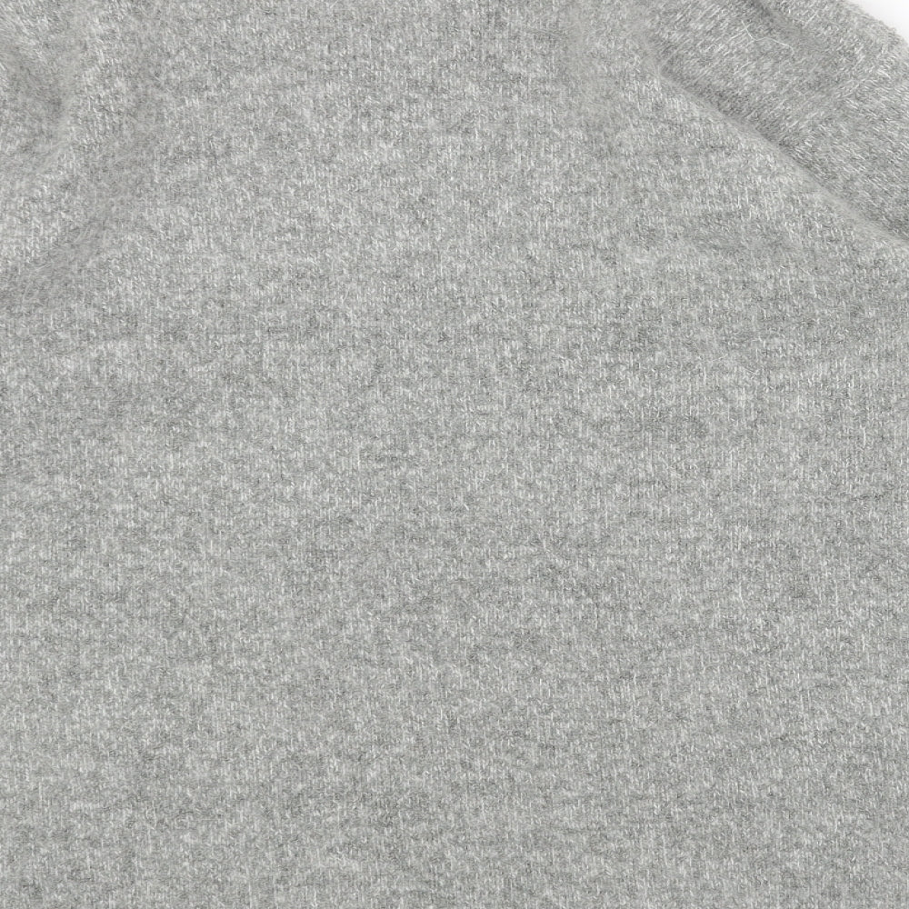 Frank Saul Grey Round Neck Acrylic Cardigan Jumper Size S