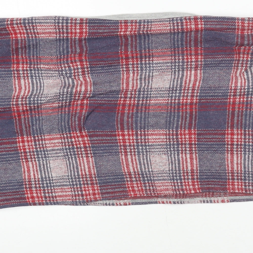 Topshop Womens Red Boat Neck Plaid Acrylic Pullover Jumper Size 10 - Cropped