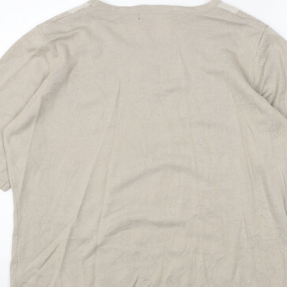 Bonmarché Womens Beige Scoop Neck Acrylic Pullover Jumper Size M