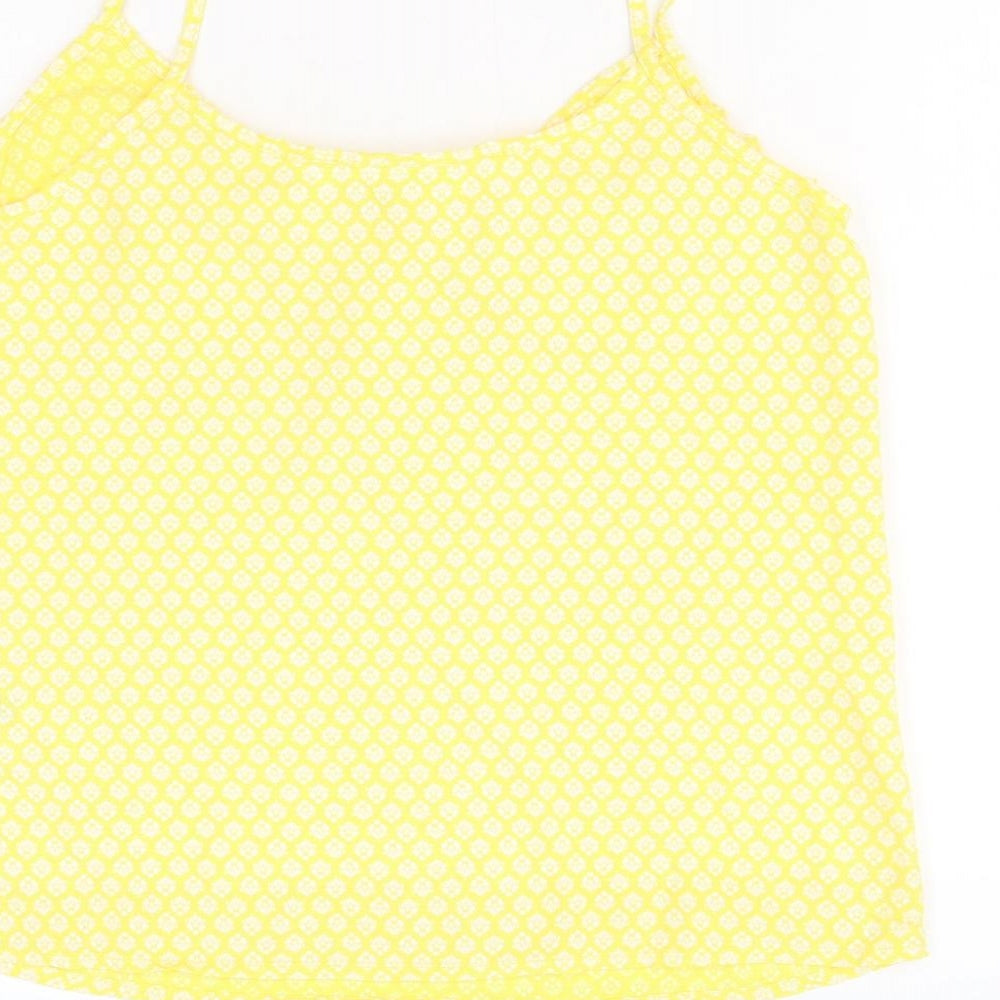 H&M Womens Yellow Geometric Viscose Basic Tank Size 8 V-Neck