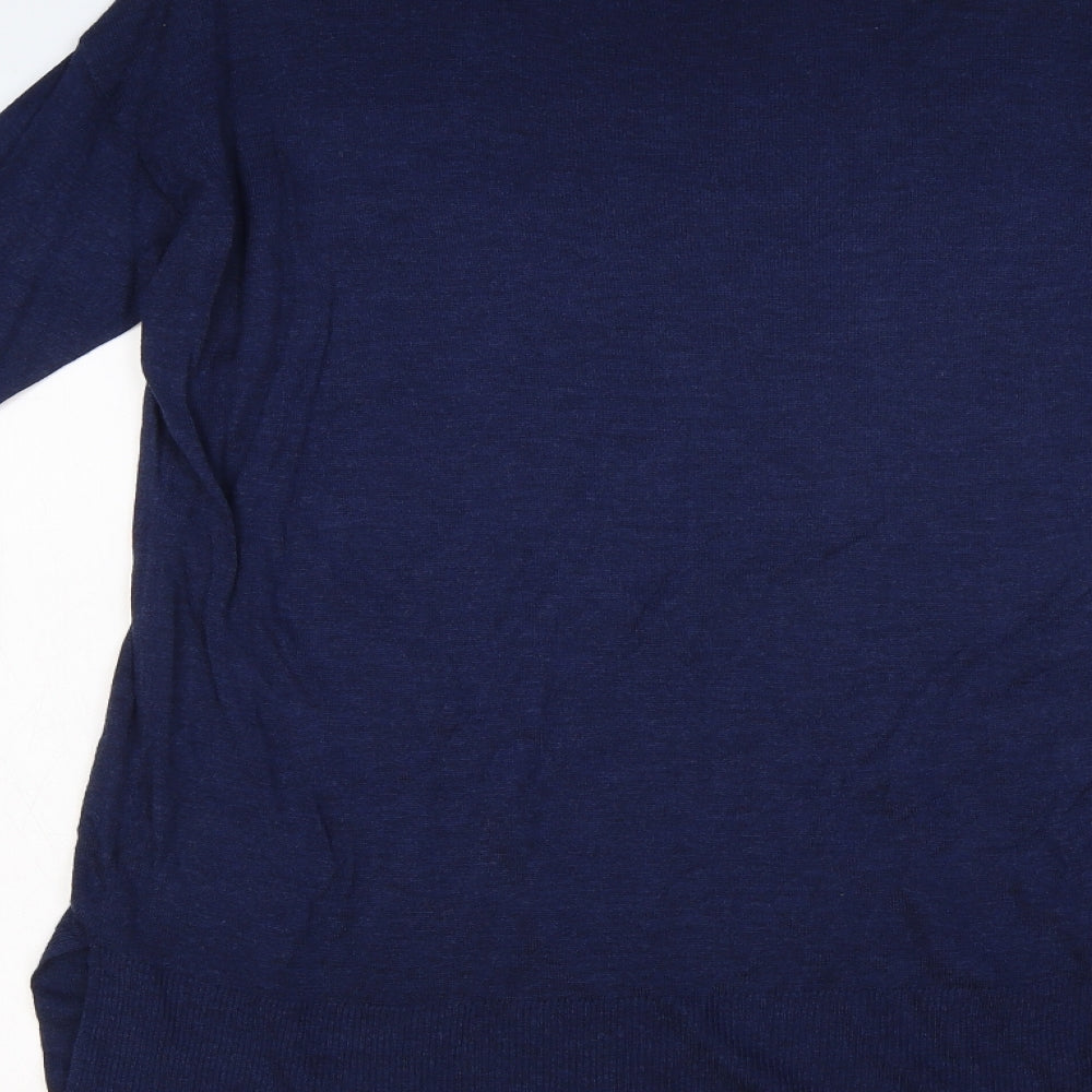 H&M Womens Blue Boat Neck Acrylic Pullover Jumper Size XS