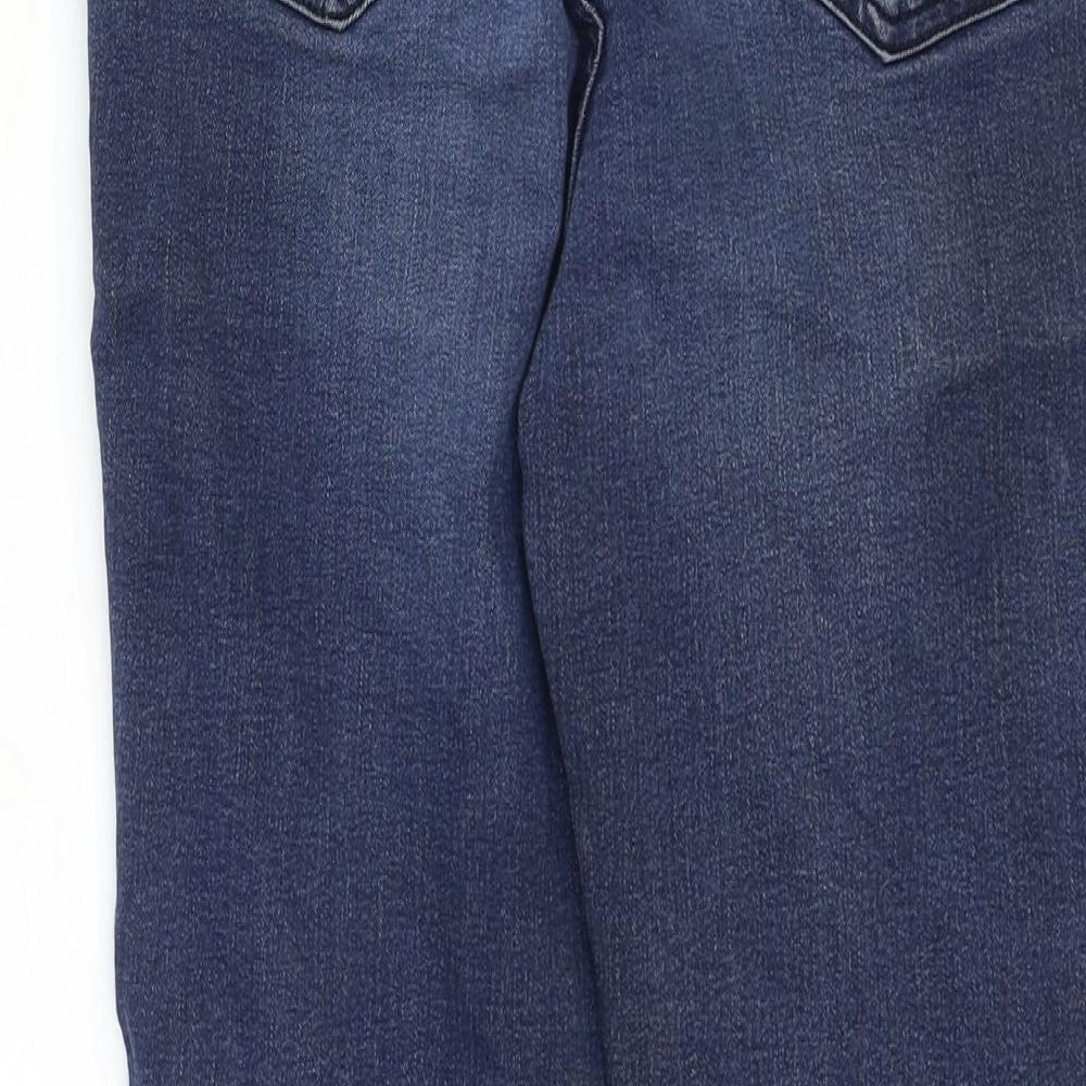 Marks & Spencer Womens Blue Cotton Skinny Jeans Size 8 Regular Zip