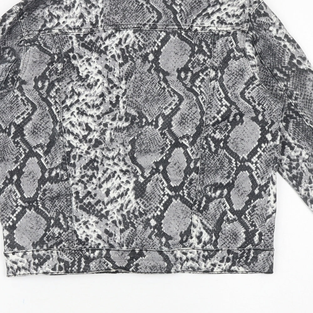 Parisian Womens Grey Animal Print Jacket Size 8 Button - Snake Pattern