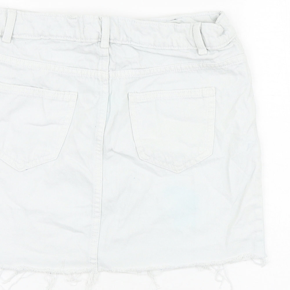 Denim & Co. Womens Blue Cotton Mini Skirt Size 8 Zip