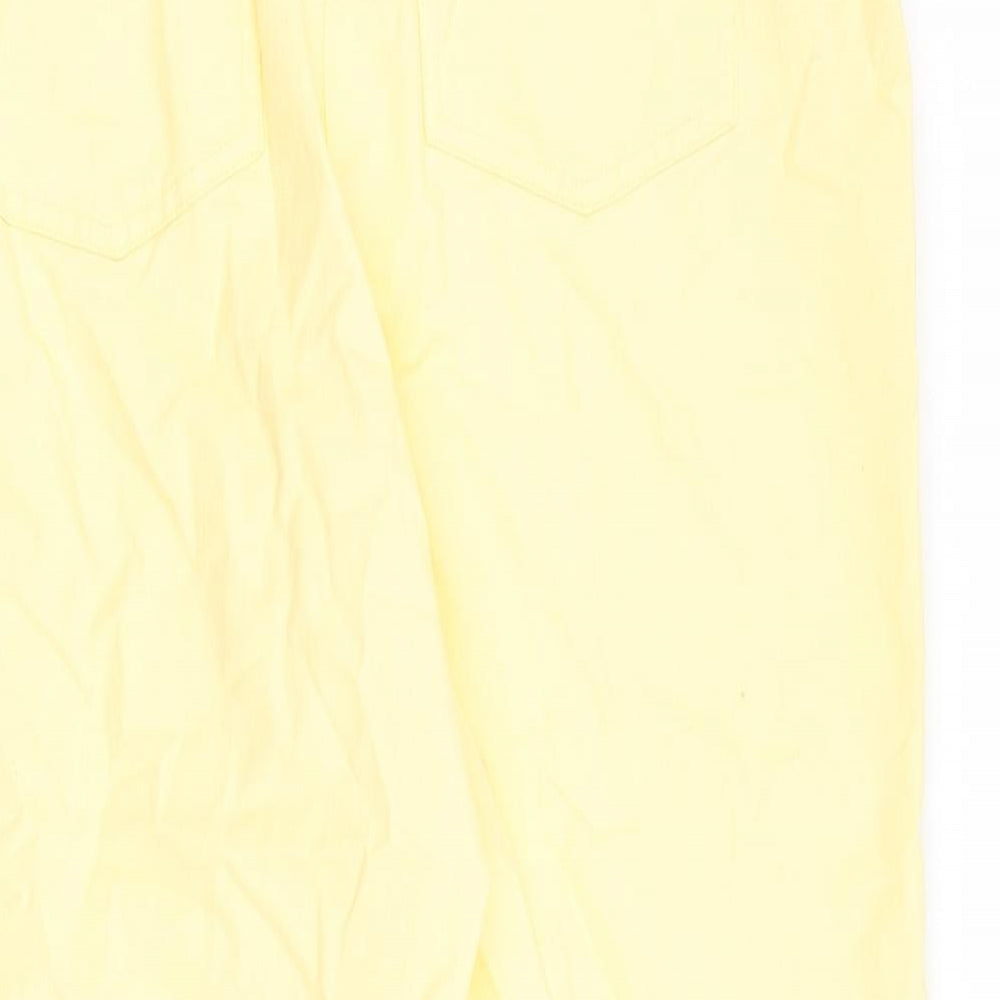 Preworn Womens Yellow Cotton Straight Jeans Size 34 in Regular Button
