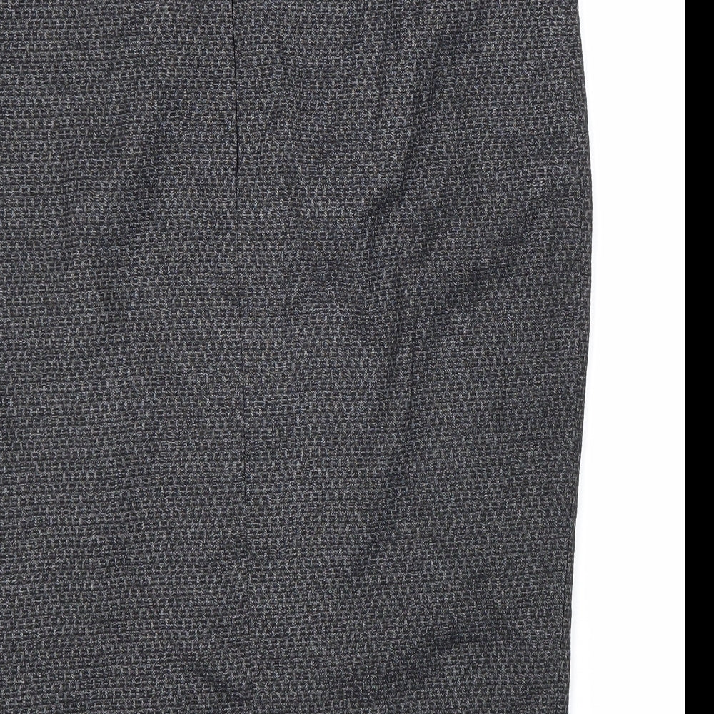 Next Womens Black Geometric Viscose Straight & Pencil Skirt Size 8 Zip